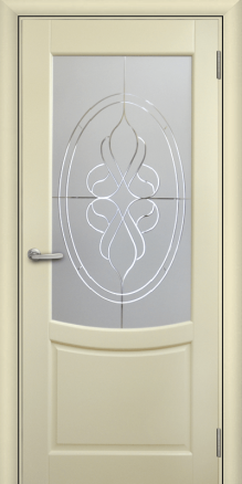 Дверь из массива Венеция В2 Эмаль Слоновая кость Стекло с рисунком Орион - фото 1